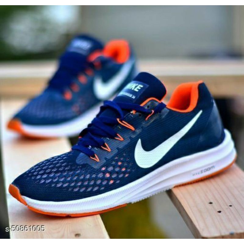 Sepatu Cowok / Pria Nike Zoom Casual Sneaker Running Sport Shoes Spatu Santai Olahraga - Navy