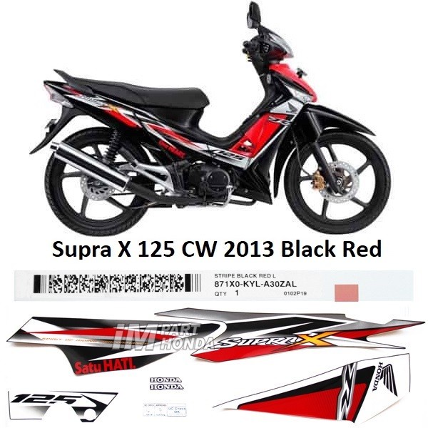 871X0-KYL-A30ZAL Stiker Supra X 125 CW 2013 Batman Karbu Black Red Merah Hitam Kiri JKT