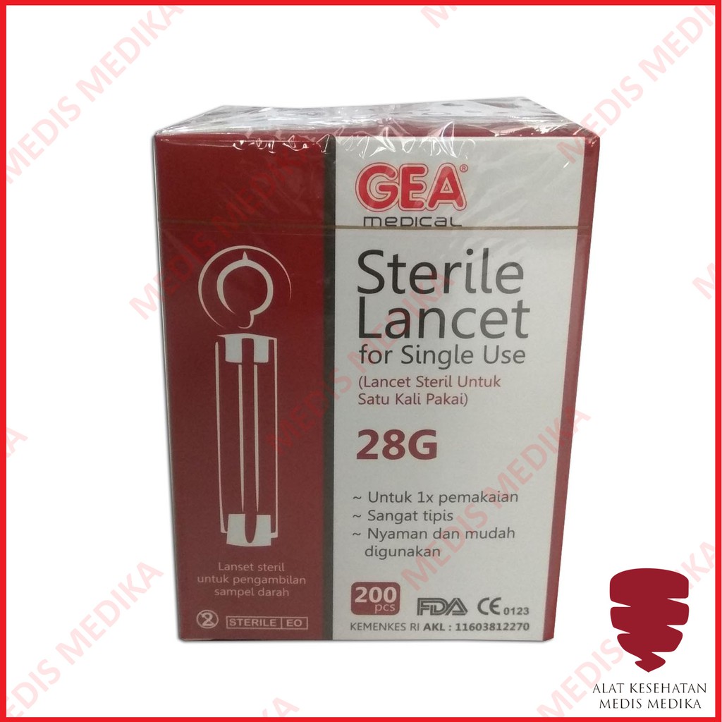 Blood Lancet GEA 28G Jarum Bekam 28 G Sample Pengambil Darah Isi 200