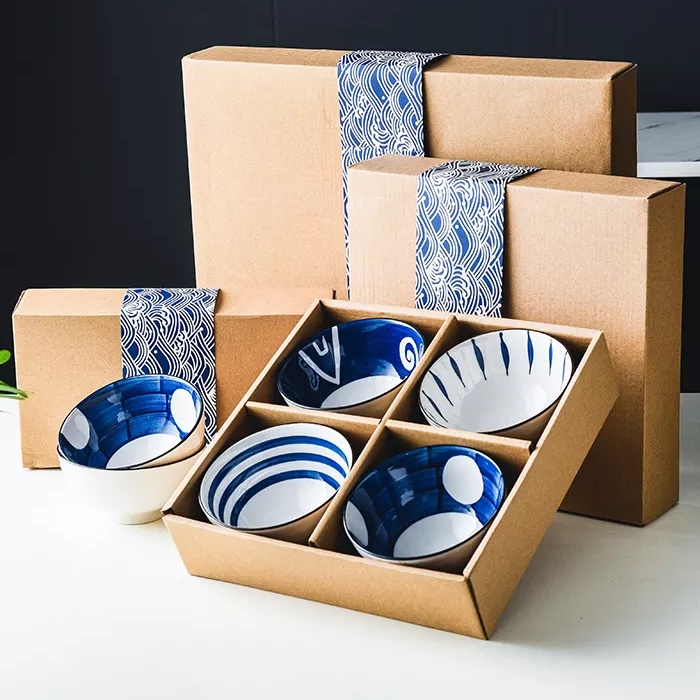 Mangkok Keramik Jepang Mangkuk Set Souvenir Nikahan 4 Pcs