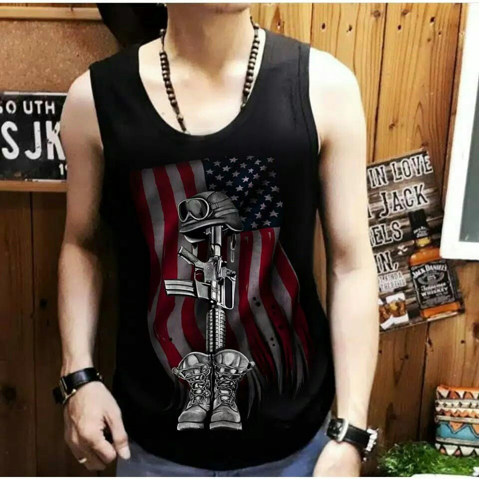 fashion pria keren size L,XL baju pria terbaru baju distro kaos casual singlet lingko - panteloni