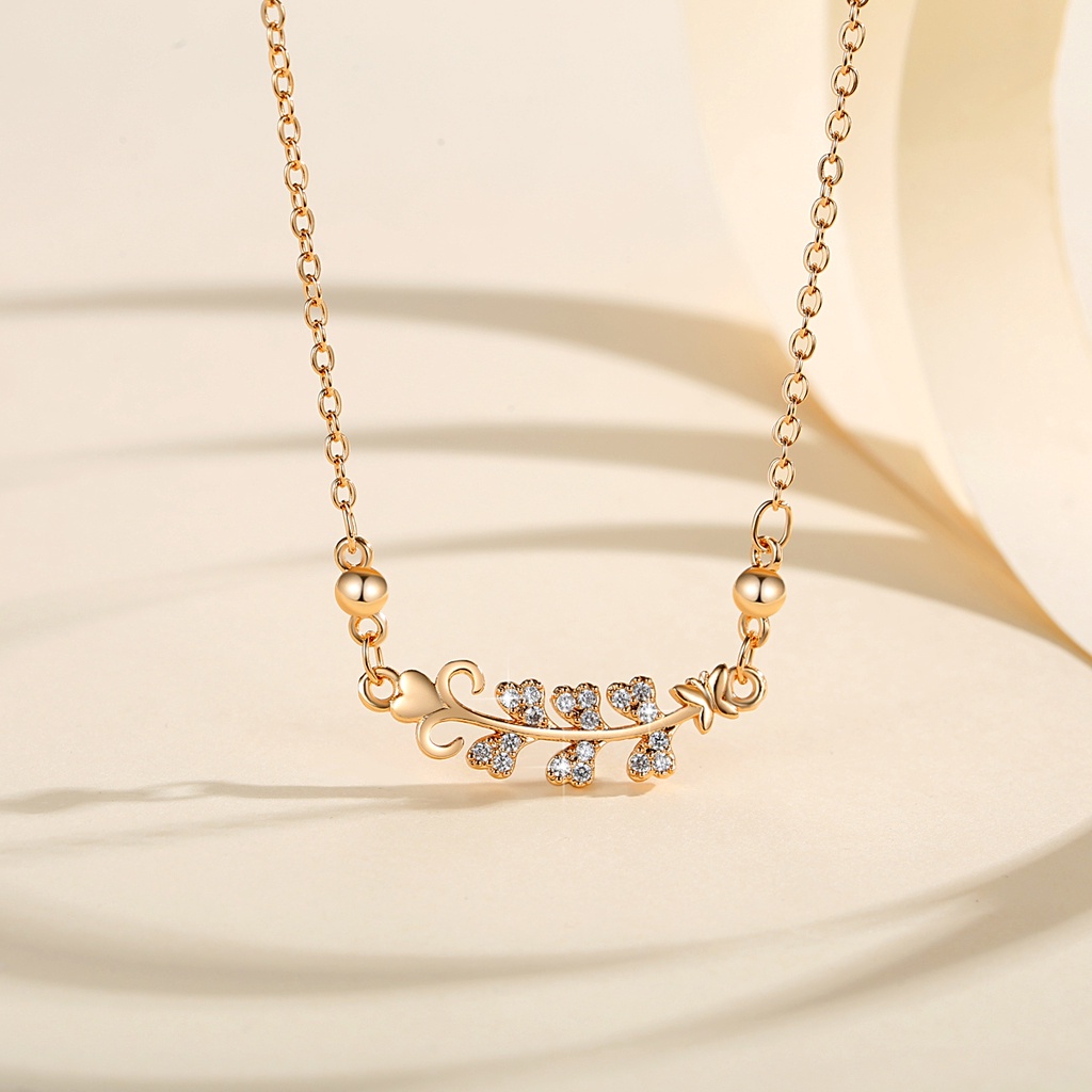 Y588 【COD】 Kalung Asli Rantai Lontin Terbaru Anti Luntur Kalung Liontin Wanita Berlian Lapis Emas Fashion Aksesoris