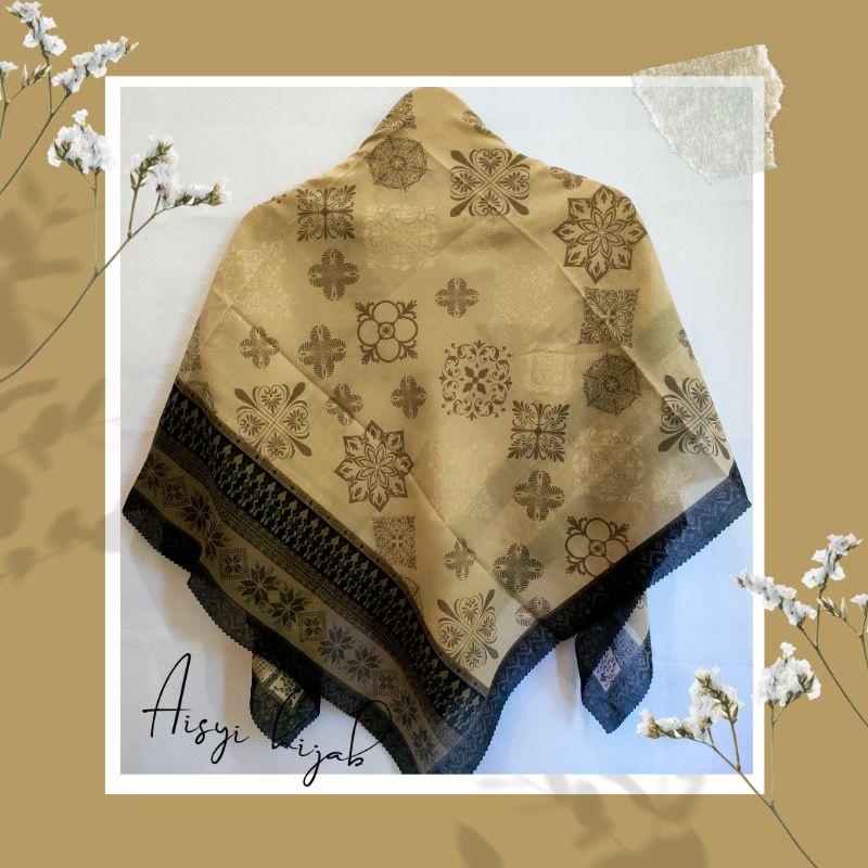 PROMO JILBAB SQUARE VOAL MOTIF VANILLA DENIM