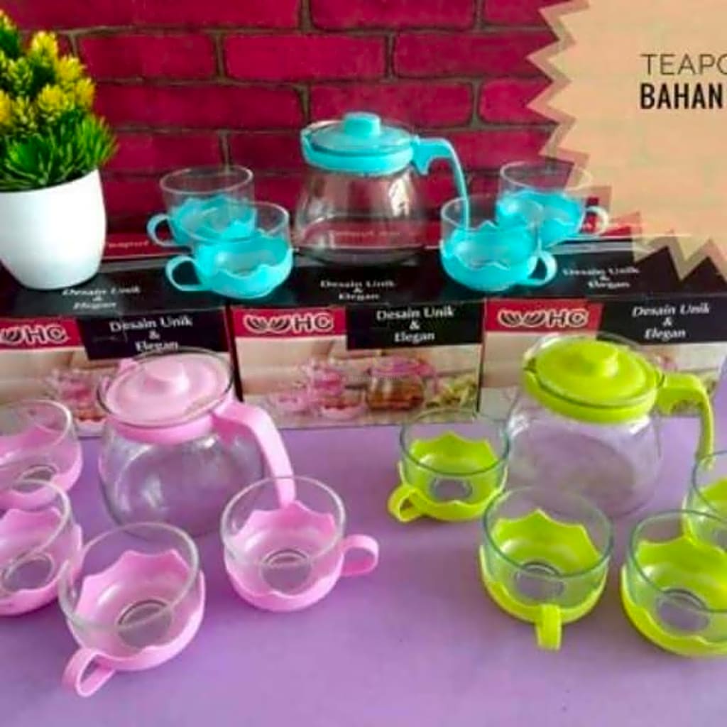teapot set cangkir set teko lucu kaca gelas teh