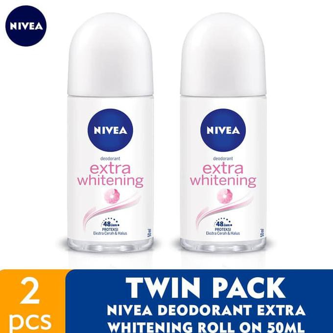 

BEST SELLER NIVEA Deodorant Extra Whitening Roll On 50ml - Twin Pack