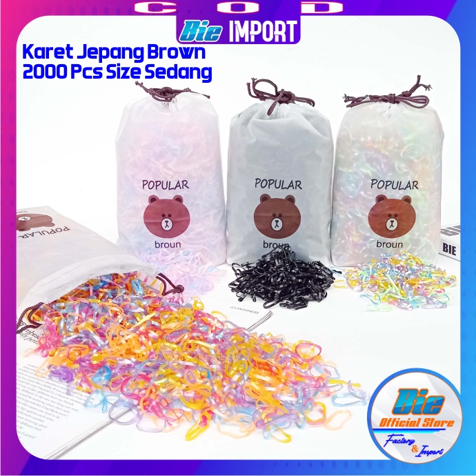 3000 Pcs Ikat Rambut Karet Jepang Free Pouch Impor Best Seller