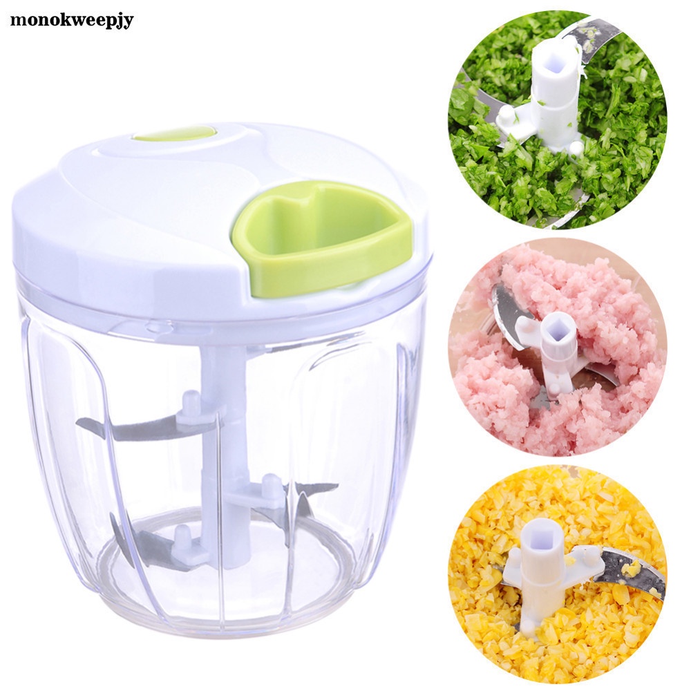 Chopper Besar Blender Tangan Tarik Manual Bumbu Dapur 5 Mata Pisau Perajang Serbaguna Alat Pencacah Portable Capsule