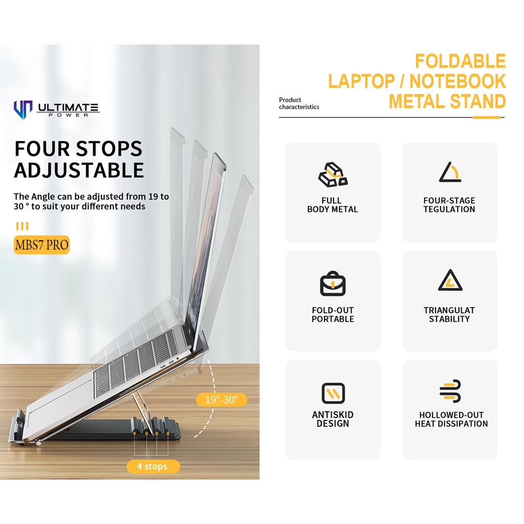 Dudukan Leptop Notebook Macbook Ultimate Foldable Metal Stand MBS7 PRO