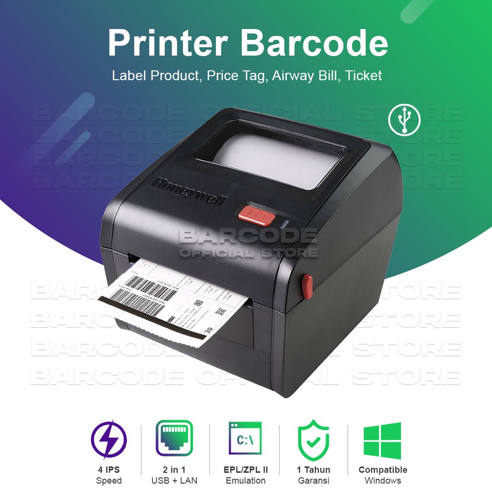 PRINTER BARCODE HONEYWELL PC42D+ PLUS PRINT LABEL STIKER DIRECT THERMAL TERMAL