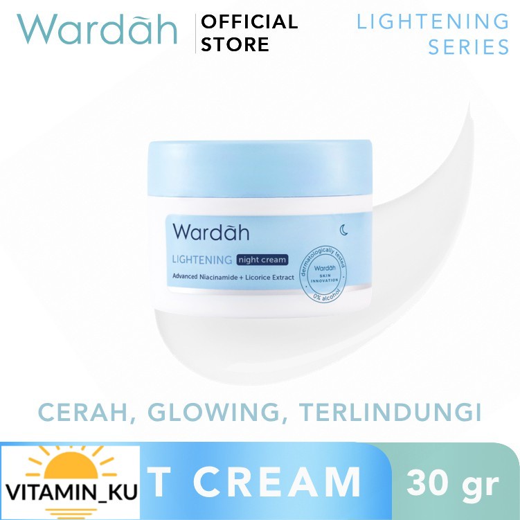 [BISA COD] Wardah Lightening Night Cream Advanced Niacinamide 30 g - Pelembab dengan Advanced Niacinamide #Vitamin_Ku