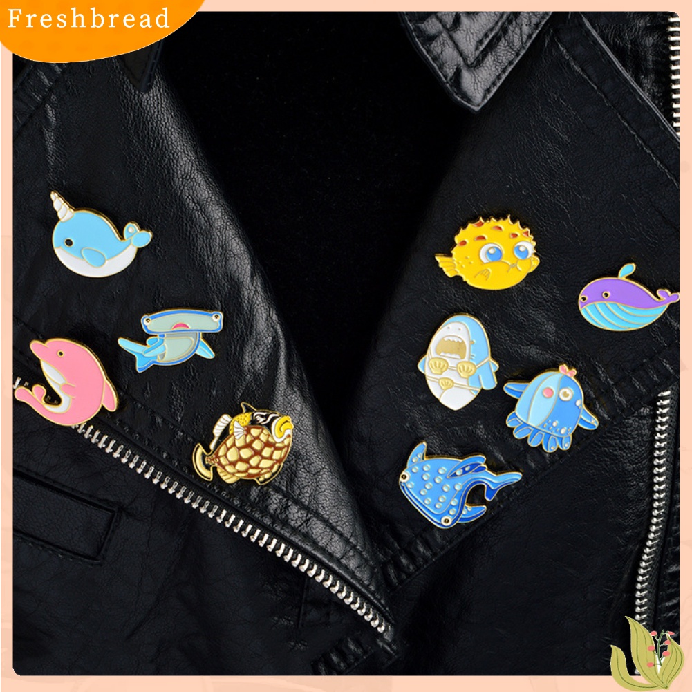 Fresh| Bros Pin Enamel Bentuk Ikan Paus / Hiu / Paus Kartun Lucu