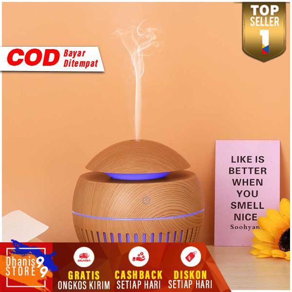 Ultrasonic Humidifier Aroma Essential Oil Wood 130ml Humidifer Aromatherapy Humi Pelembab Udara