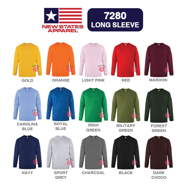 Kaos Lengan Panjang Long Sleeve - NSA Premium Cotton 7280 - XXL - WARNA - GROSIR