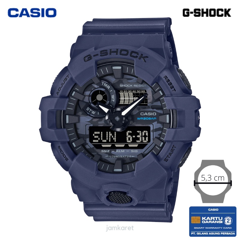 JAM TANGAN PRIA CASIO G-SHOCK GA-700CA-2A ORIGINAL - GSHOCK GA700CA BIRU CAMO