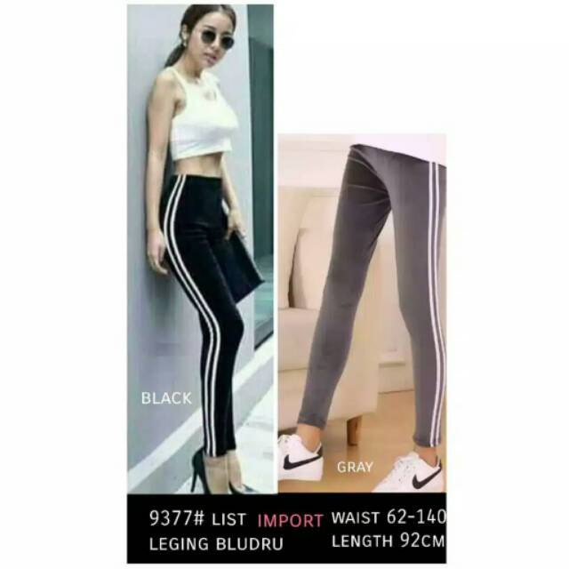 LEGGING LIST BLUDRU VELVET IMPORT bahan bludru