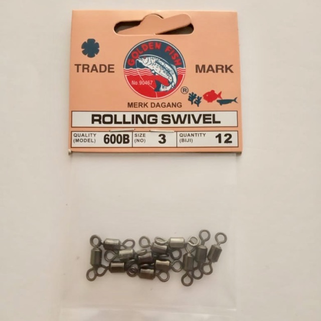 Rolling Swivel Kili Kili Pancing 600B Size 3 Golden Fish