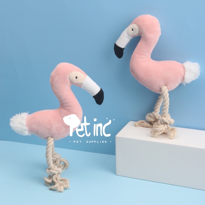 BIG SIZE Aruba flamingo squeaky and teething rope toy