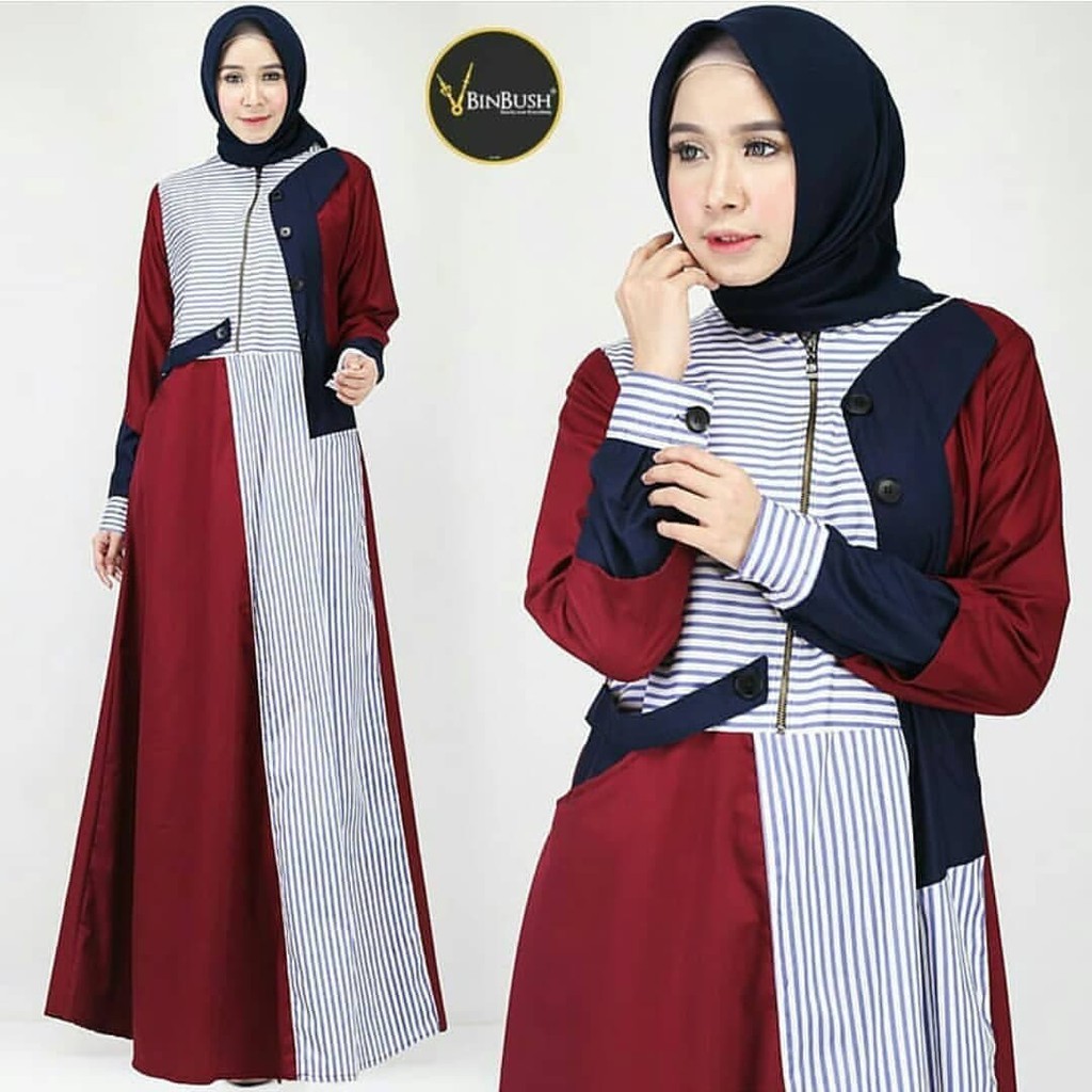 Ns FC Najibah Gamis Syar'i asdf Putih Benhur Abu Toska Navy Maroon Hujan