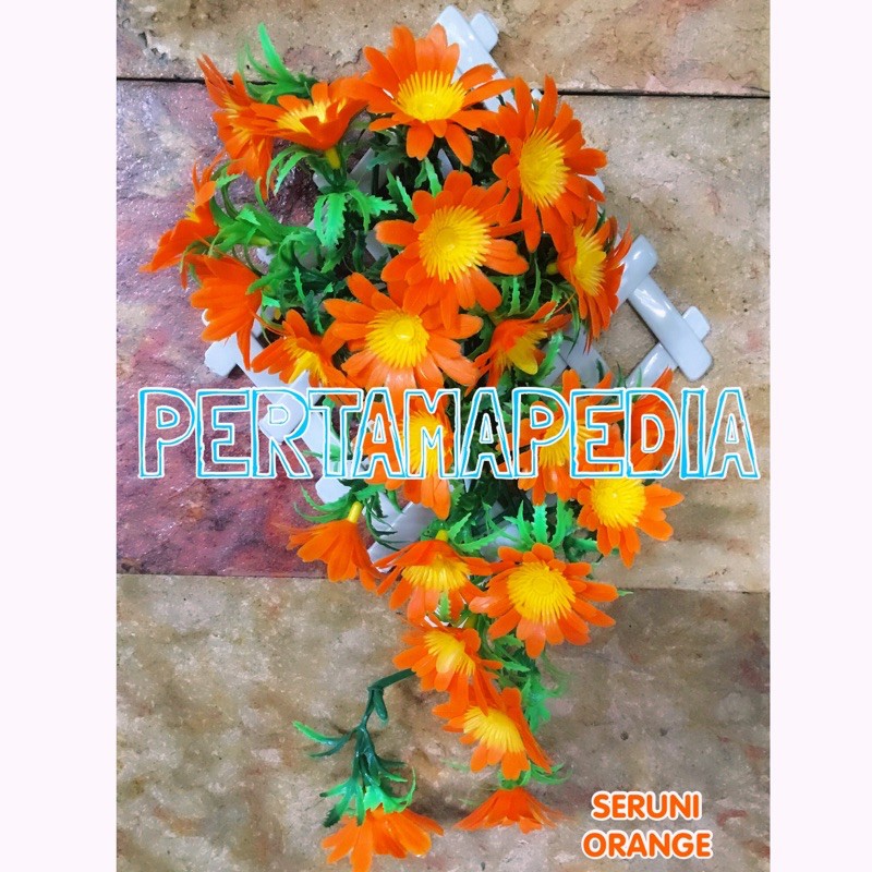 C5 Bunga SERUNI/Bunga Plastik/Rumput Plastik/Daun Rambat Plastik/Busa Bunga/Bunga Matahari Kecil-Orange