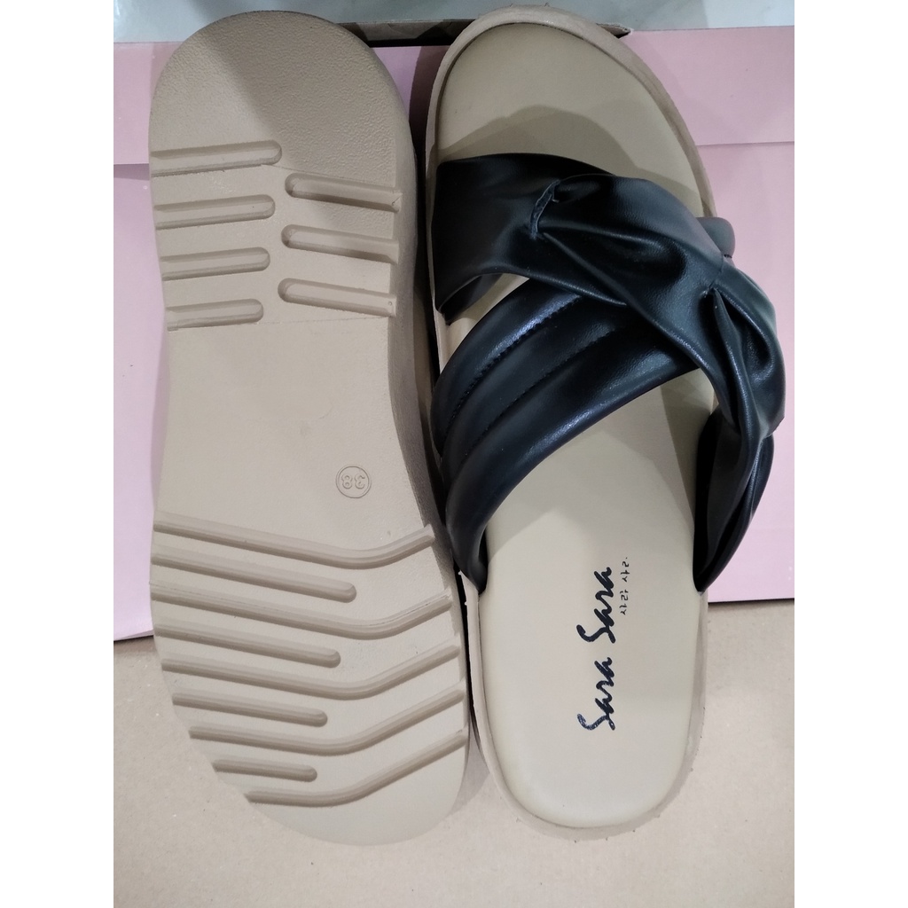 Sara Sara Halle Sendal Flat Slop Wanita Sandal Selop Model Silang Cewek Size 36-40