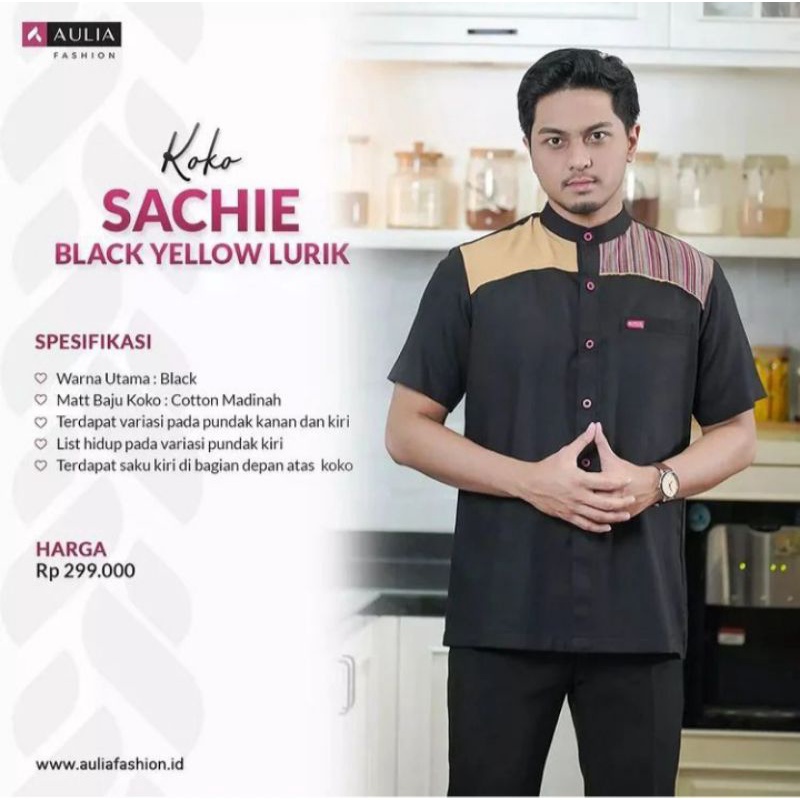 KOKO KEKINIAN AULIA FASHION "SACHIE BLACK YELLOW" BAHAN ADEM COCOK UNTUK REMAJA HINGGA DEWASA