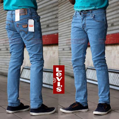 Celana Jeans Levis Pensil Skinny Pria Biru Wash 27 - 38