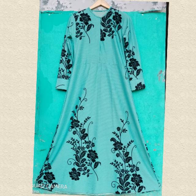 MAAF STOK HABIS JANGAN DI ORDER Gamis tosca motif kembang Preloved