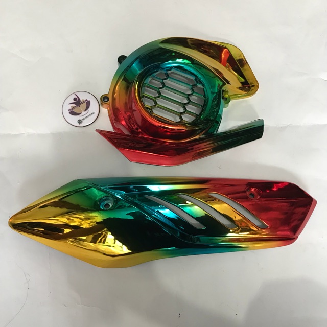 cover tutup kipas plus tutup knalpot mio M3  mio soul GT 125 blue core pelangi