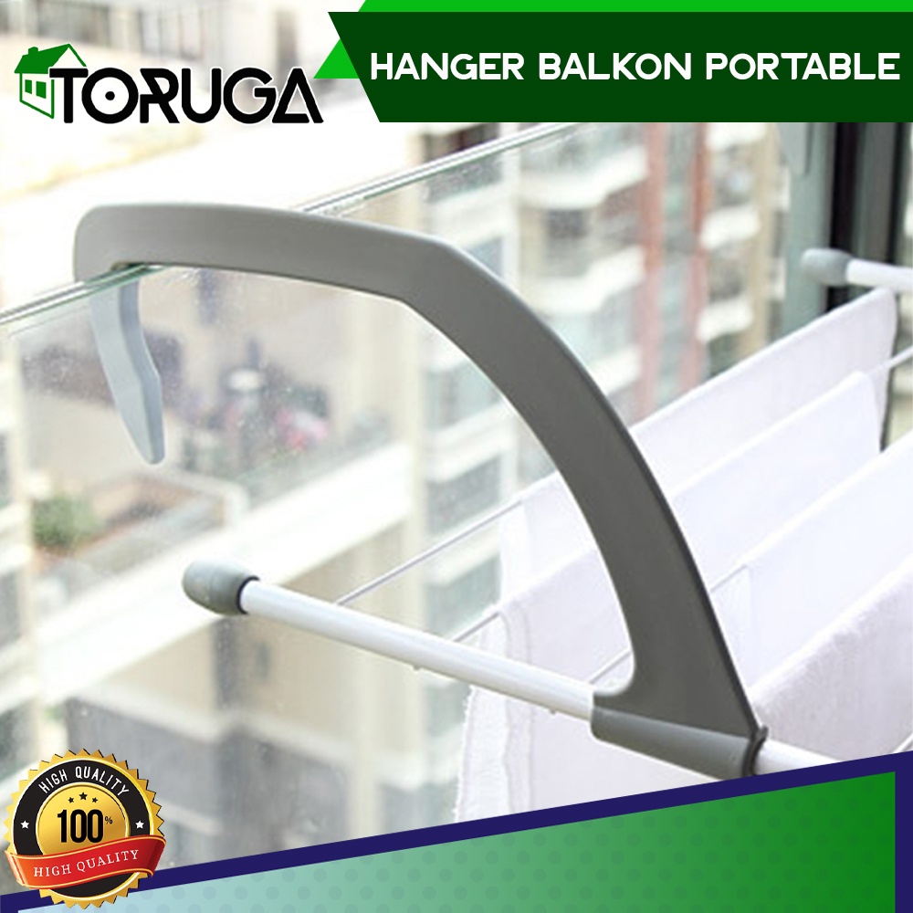 Hanger Balkon Lipat Gantungan Jemuran Apartemen Portable Foldable Praktis Serbaguna