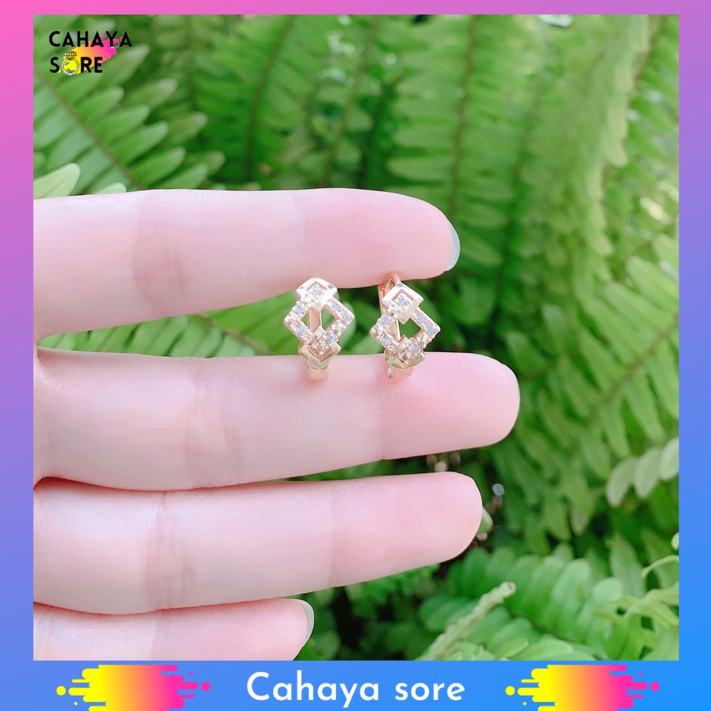 Anting Xuping Gold Anting Dewasa Model Clip Permata Satu Jurai AD20