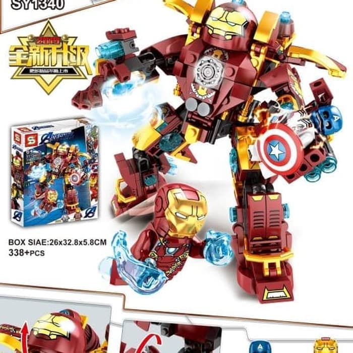 PROMO EKSKLUSIF Brick Sy1340 Mk 47 Mech Vs Captain America 327Pcs Lego Mainan Hulk BERKUALITAS