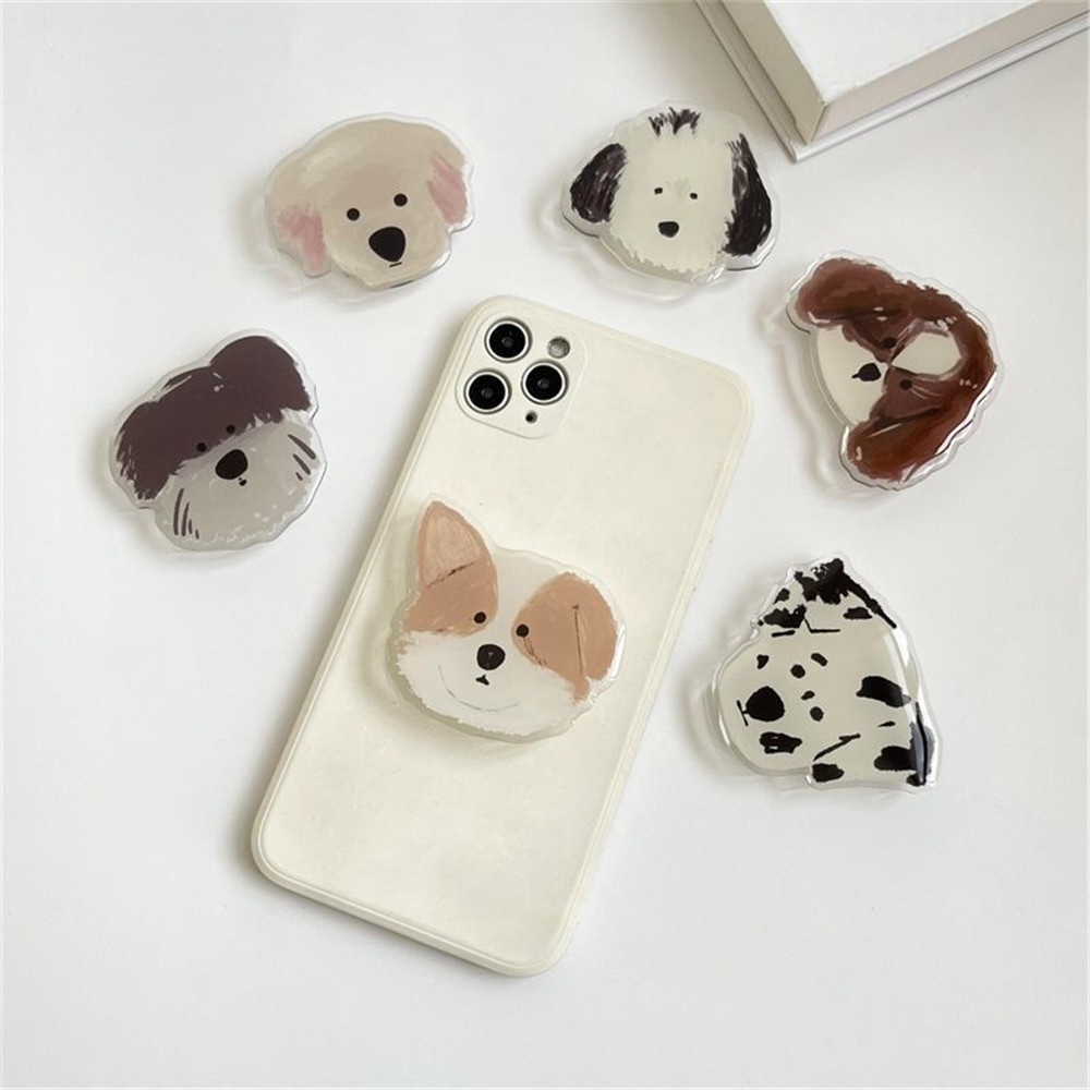 Popsocket Smartphone Motif Kartun Anjing Lucu Bahan Akrilik 9 Pola