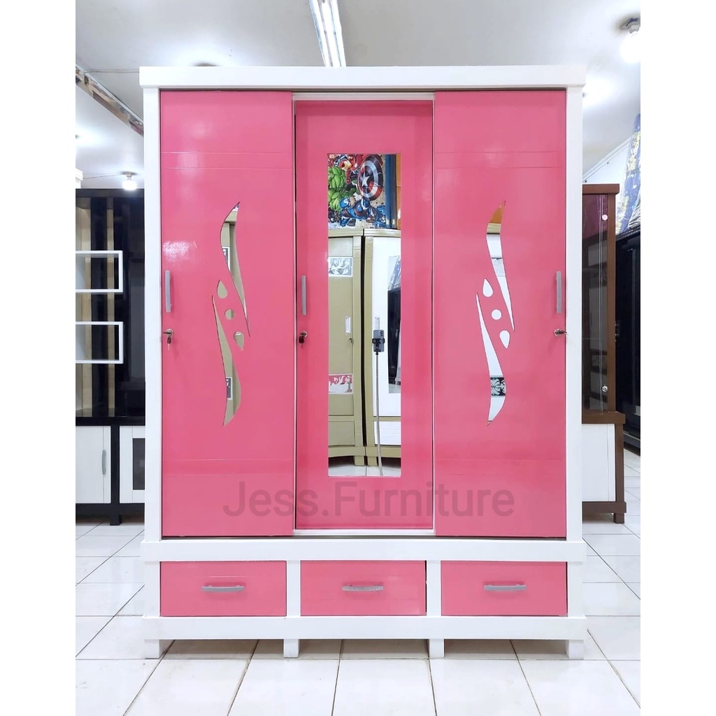 Lemari baju sleding / Lemari Pakaian Sleding , Lemari Baju Gamis Sleding / Lemari Pakaian 3Pintu / L