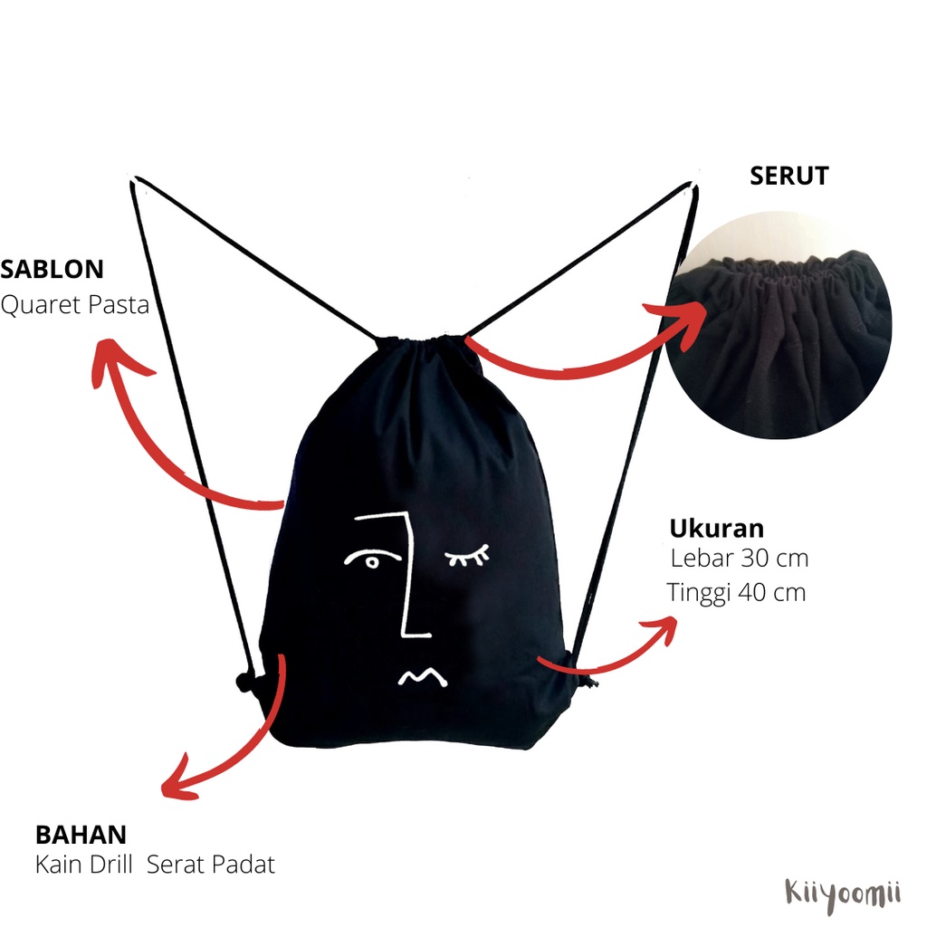 STRING BAG TAS SERUT SABLON GENIT bahan drill halus | kIIYOOMII |