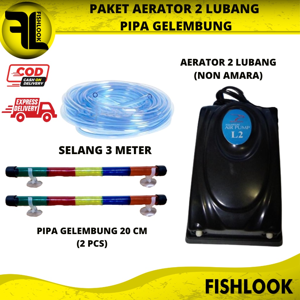 Paket Lengkap Aerator 2 Lubang Pipa Gelembung Udara Aquascape Aquarium