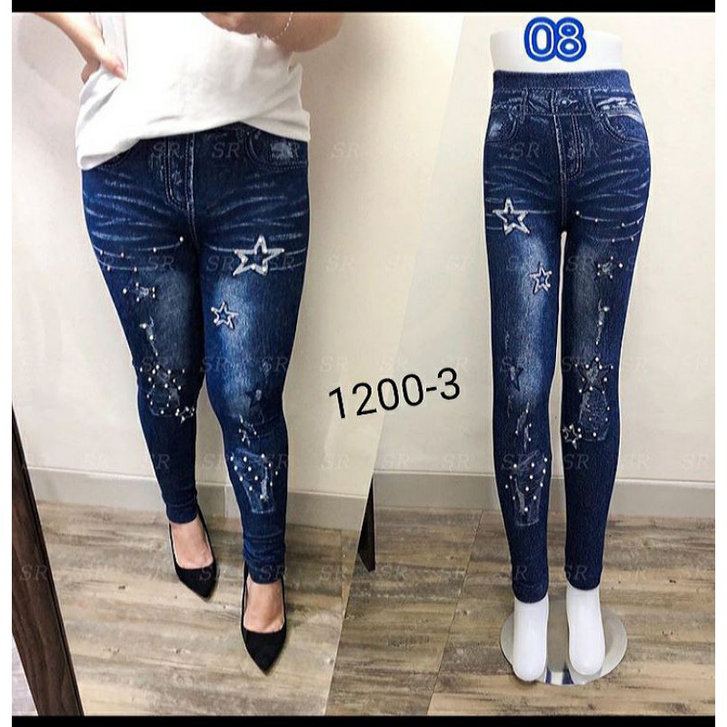 NEW LEGGING IMPORT MOTIF JEANS 1200-3#/9005/LEGGING MURAH