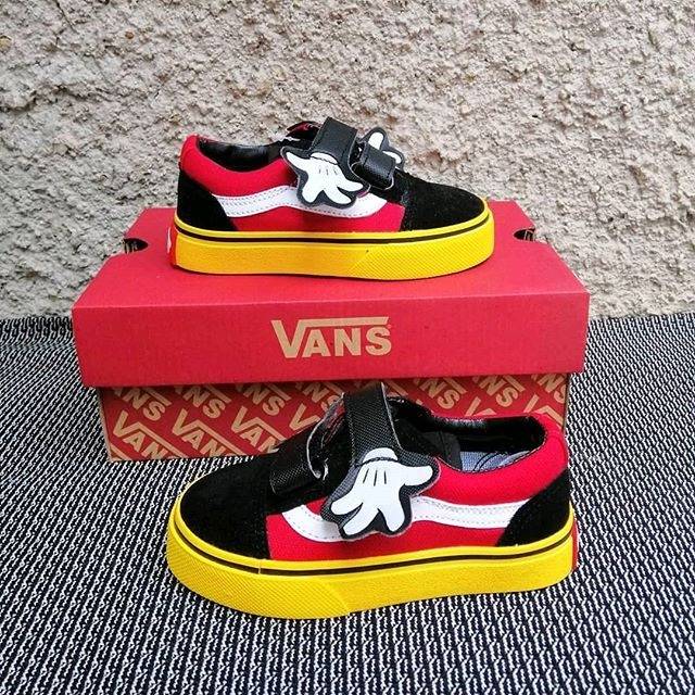 Sepatu Vans Mickey Junior Anak Artis Rafi Rafatar black white Merah Sneakers Lebaran Lucu Tk Sd