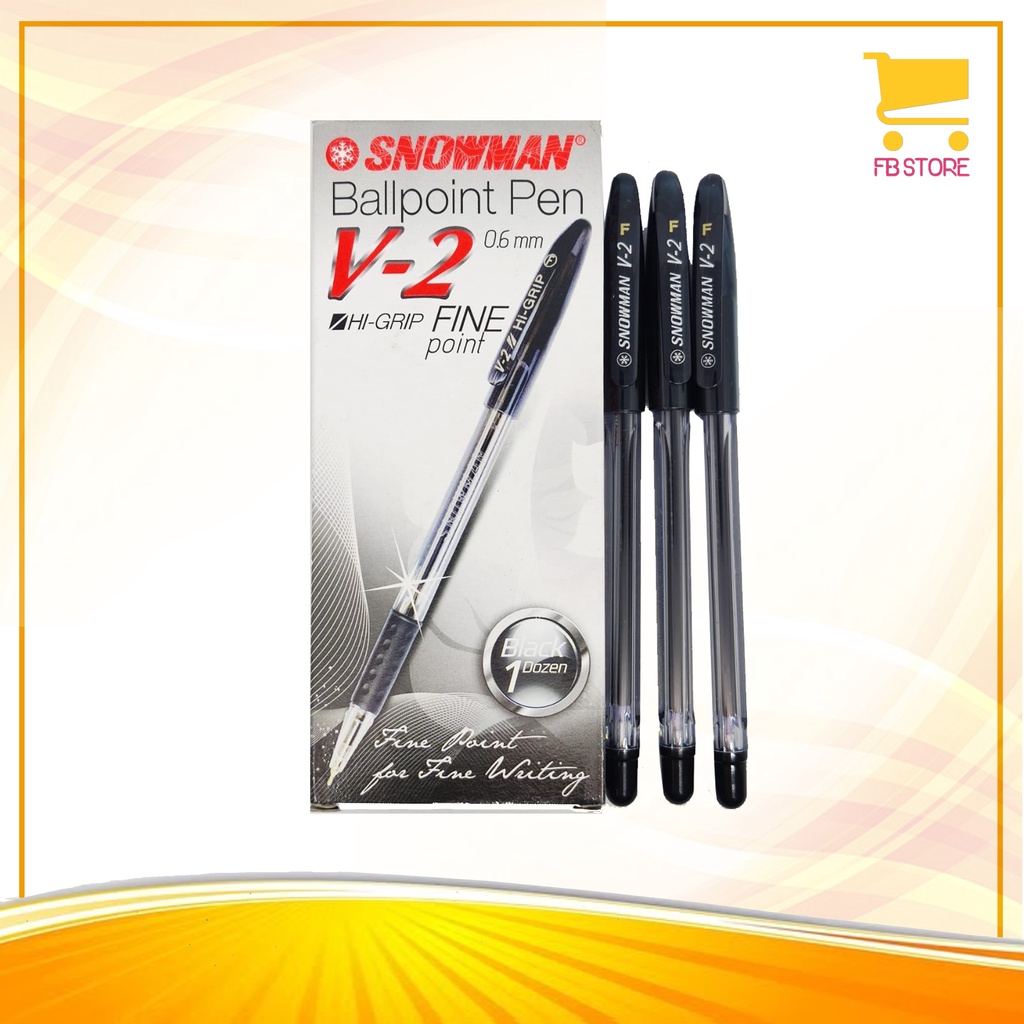 

Ballpoint Pen Snowman V2 / V-2 Fine Point 0,6Mm Hi-Grip Hitam Per Pack