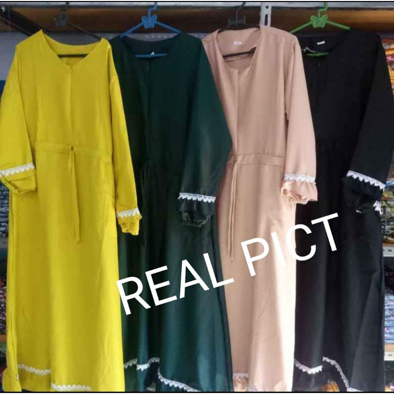 NIRMALA DRESS GAMIS MUSLIM BUSUI DAILY MUSLIM REMAJA POLOS RENDA