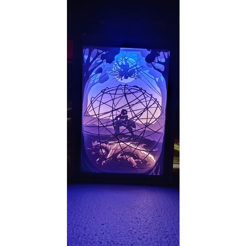 Lampu tidur cutting paper art box demon slayer
