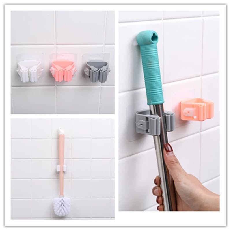 Gantungan Sapu Dinding Keramik Hook Tempel Alat Pel Mop Holder Hanger Broom Suction Rumah Tangga New