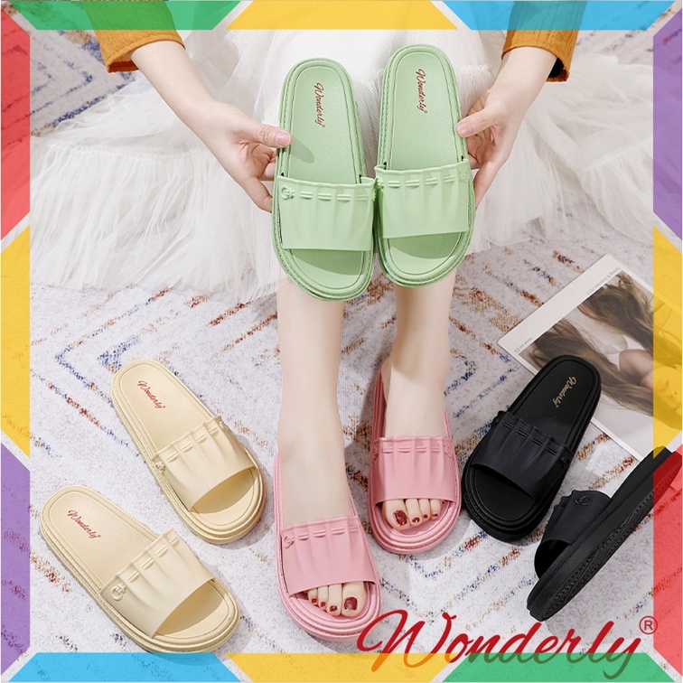 1997-1 Sandal Selop Karet Wanita Wonderly Sendal Slop Cewek Anti Slip Jelly Korea Kerut Empuk Tawana