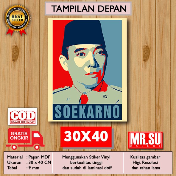 Bingkai Foto Hiasan Dinding Poster Kayu Wall Decor - IR SOEKARNO 2
