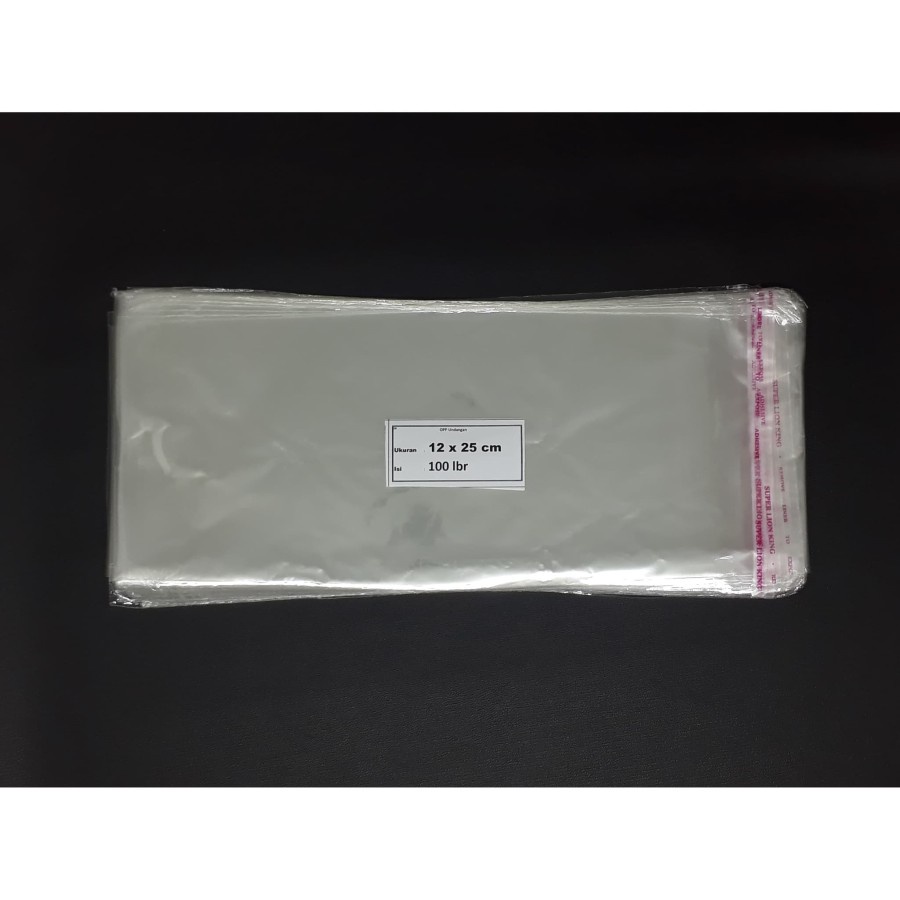 PLASTIK SEAL OPP UKURAN 12 X 25 X 03 - PLASTIK BENING ISI 100 PCS