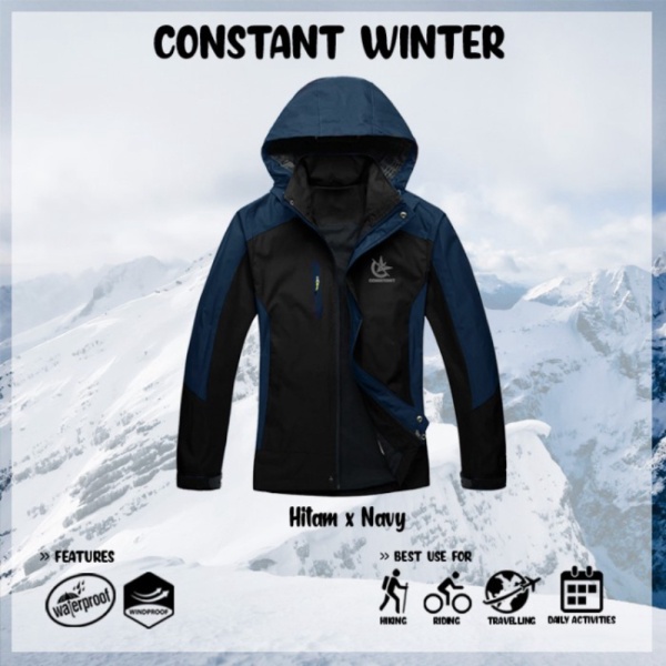 Promo Jaket Gunung Outdoor Parka Waterproof Anti Air - WTR HITAM NAVY M Limited