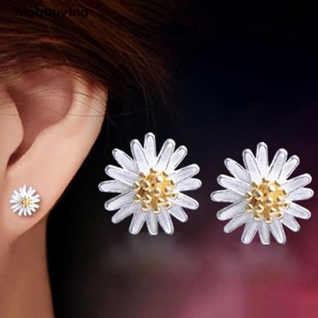 Hbid Anting Tusuk Sterling Silver 925 Desain Bunga Daisy Chrysanthemum Untuk Wanita