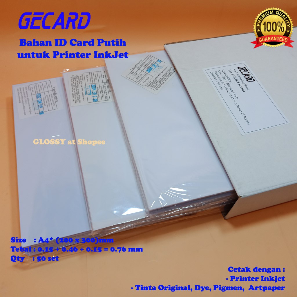 

PVC Bahan ID Card Putih 50 set