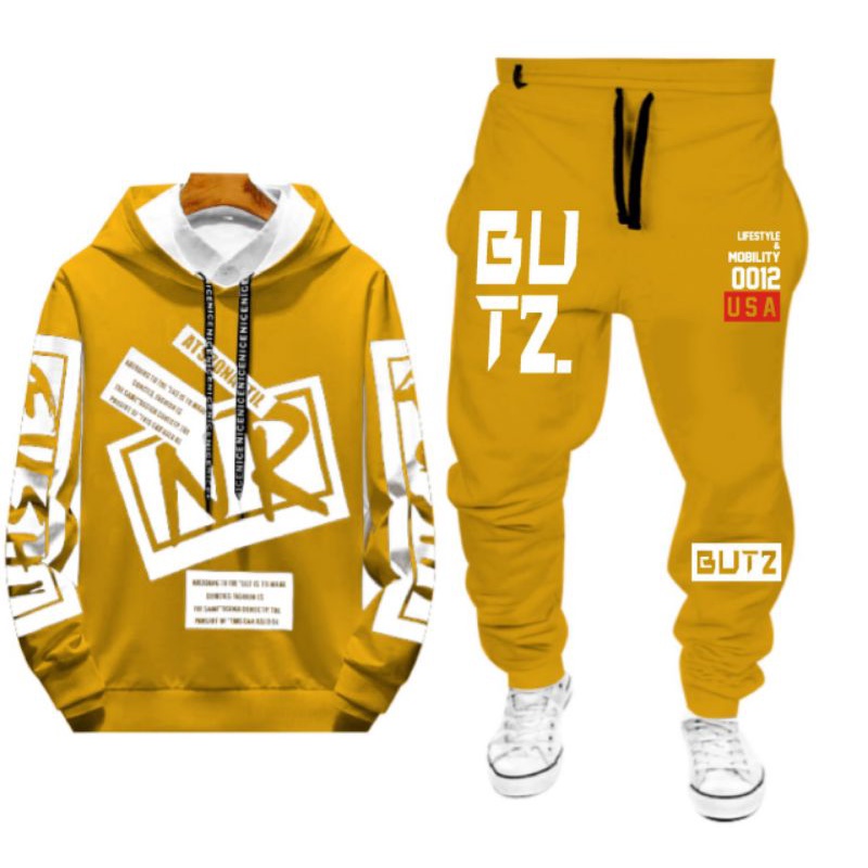 N_S Stelan Pria/Wanita 1Set Hoodie Panjang+Celana Jogger New_Rums