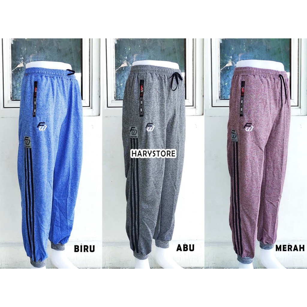 SHU 01- Celana panjang Jogger training XXL / 3L treneng Jumbo kantong resleting zipper olahraga teba