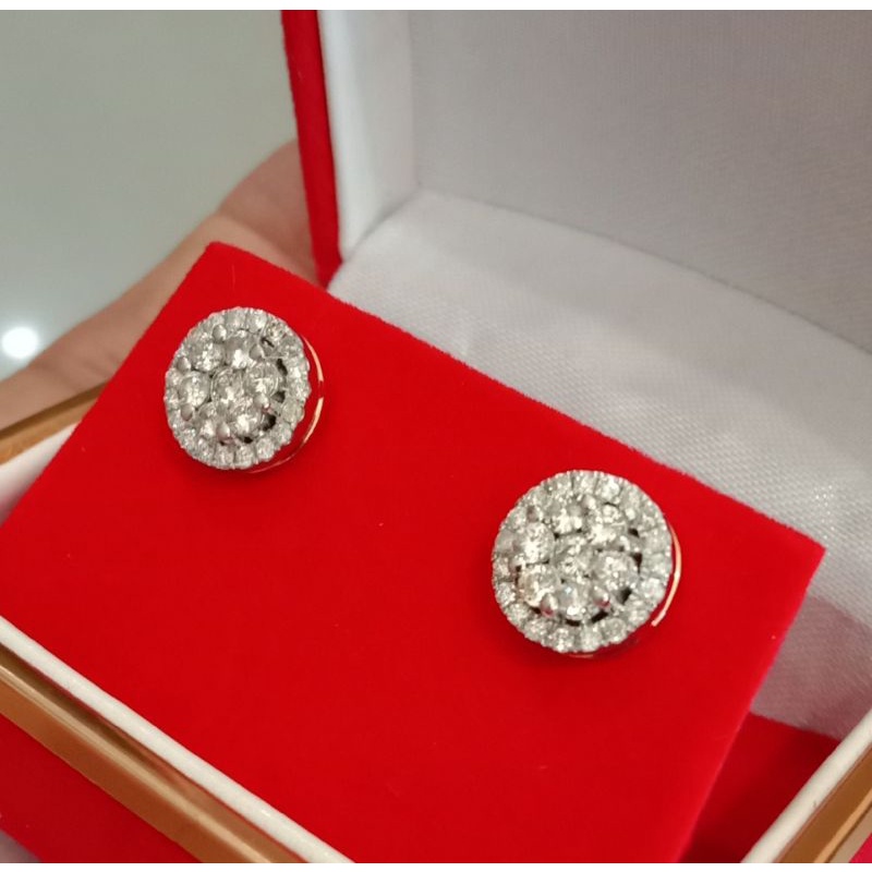 Giwang sumpel anting berlian eropa natural emas putih